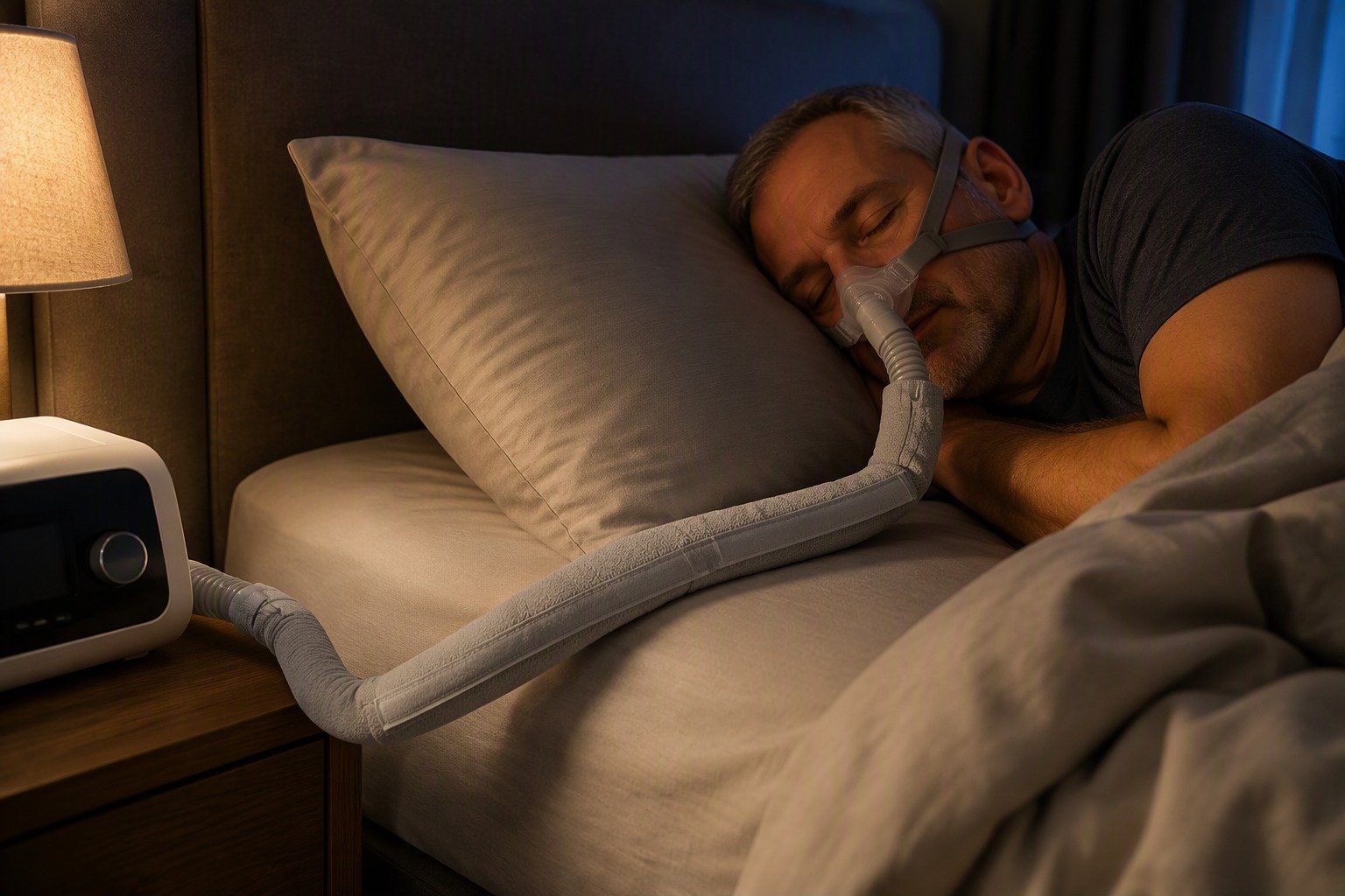 10 ft Double-Sided Fleece Hose Cover in overnight use at home