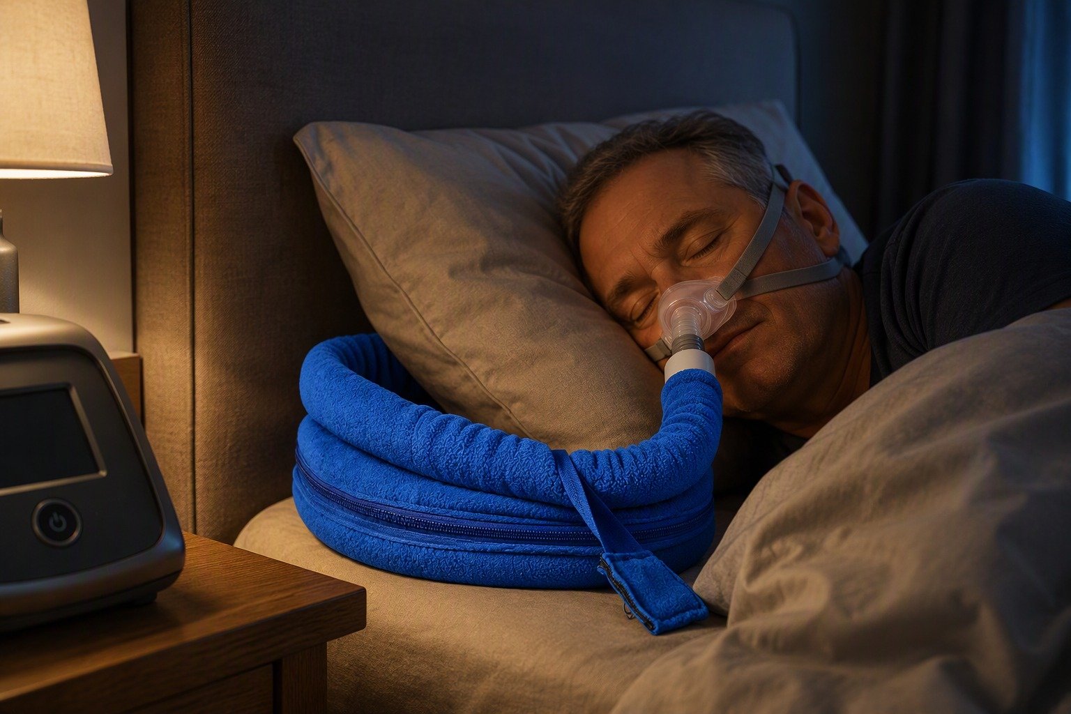 10 ft Double-Sided Fleece Hose Cover in overnight use at home