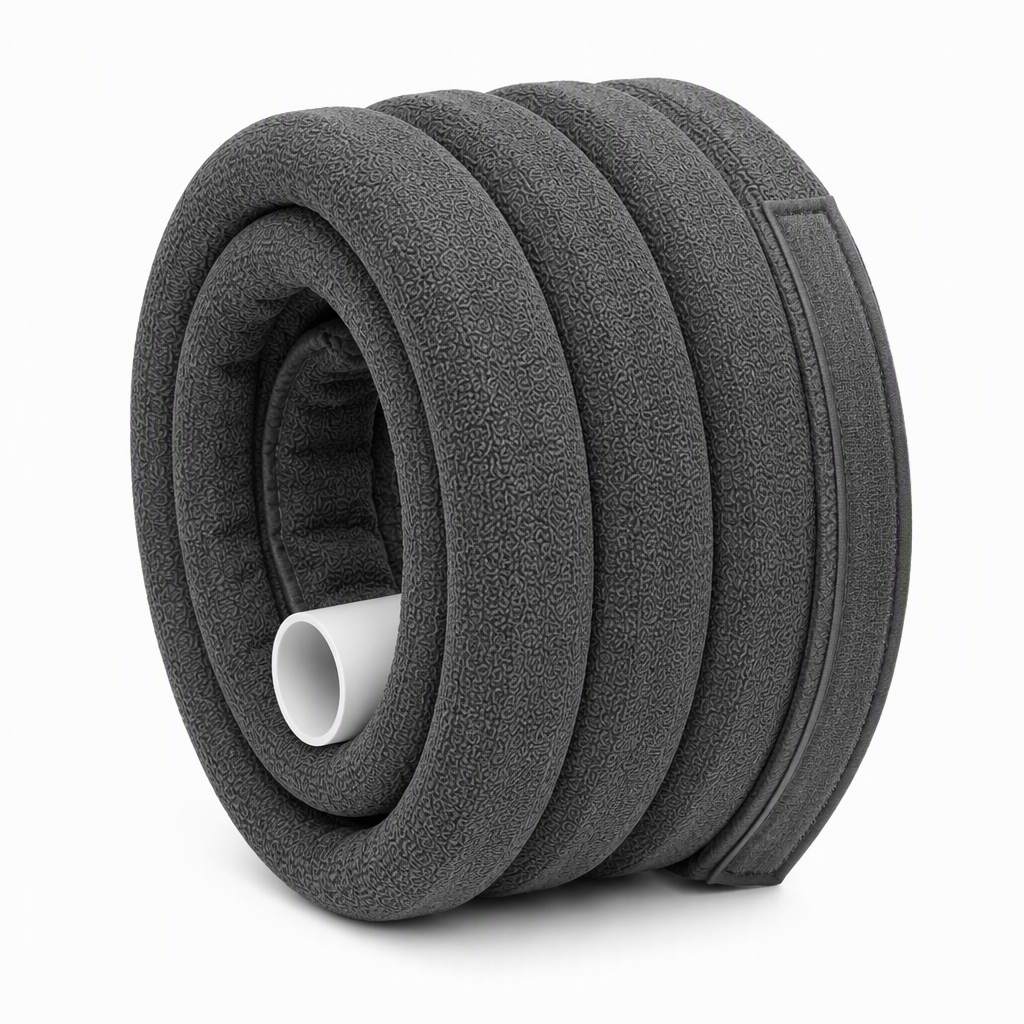 Charcoal 10 ft Colour-Matched Fleece Hose Cover on a plain white background