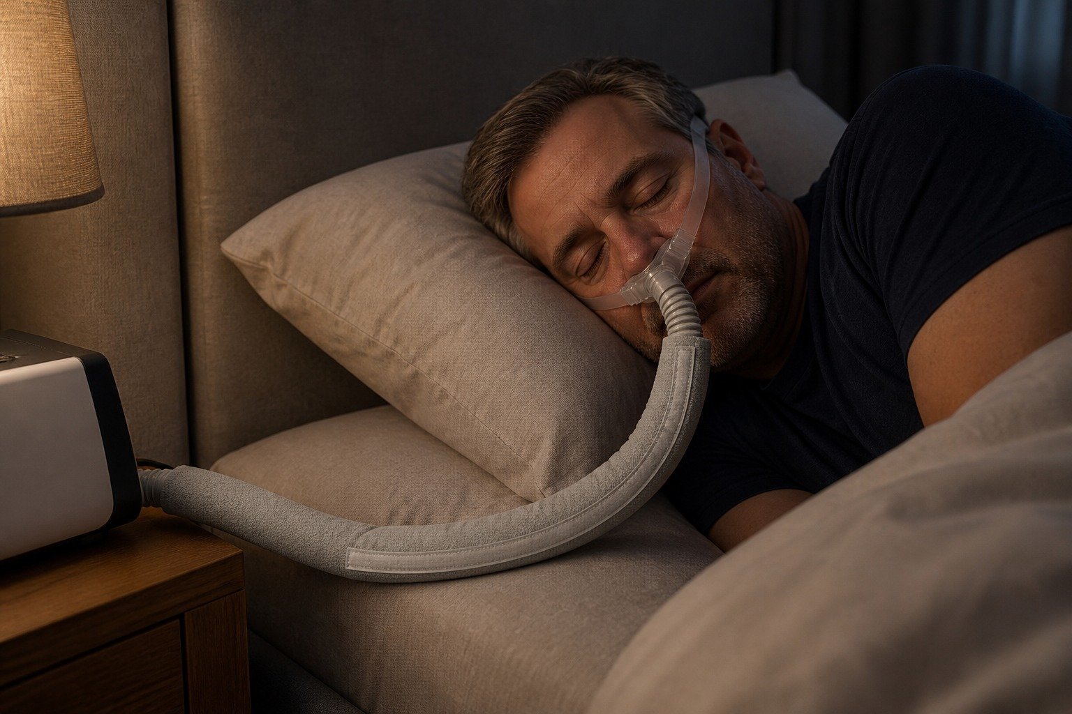 10 ft Double-Sided Fleece Hose Cover in overnight use at home
