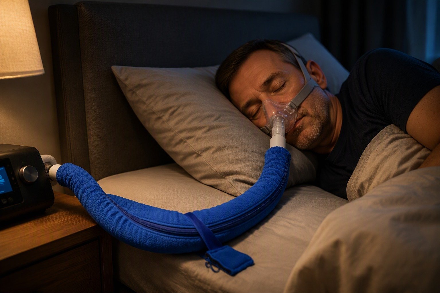 10 ft Double-Sided Fleece Hose Cover in overnight use at home
