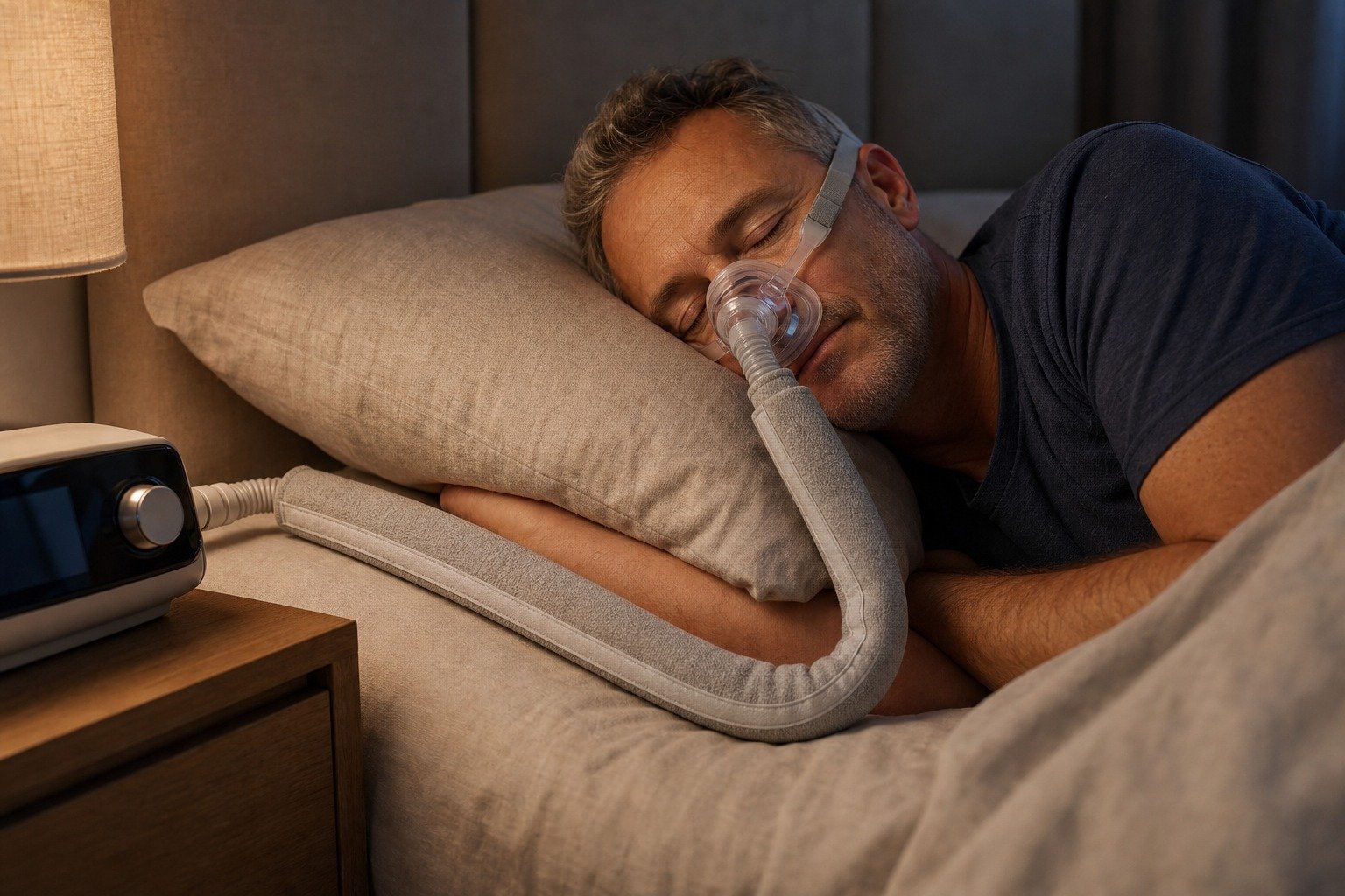 Sage 10 ft Colour-Matched Fleece Hose Cover in overnight use at home