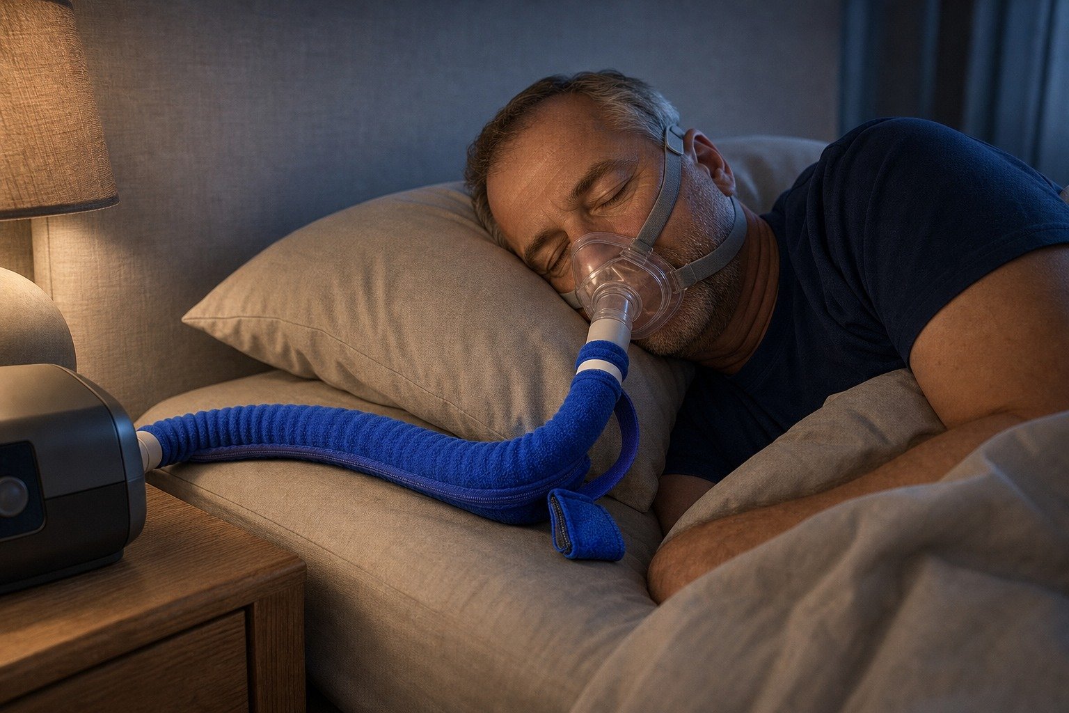Sage 10 ft Colour-Matched Fleece Hose Cover in overnight use at home