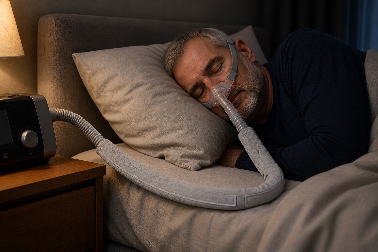 4 ft Double-Sided Fleece Hose Cover in overnight use at home