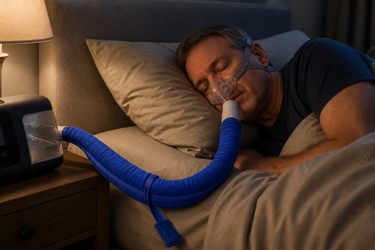 4 ft Fleece Hose Cover in overnight use at home