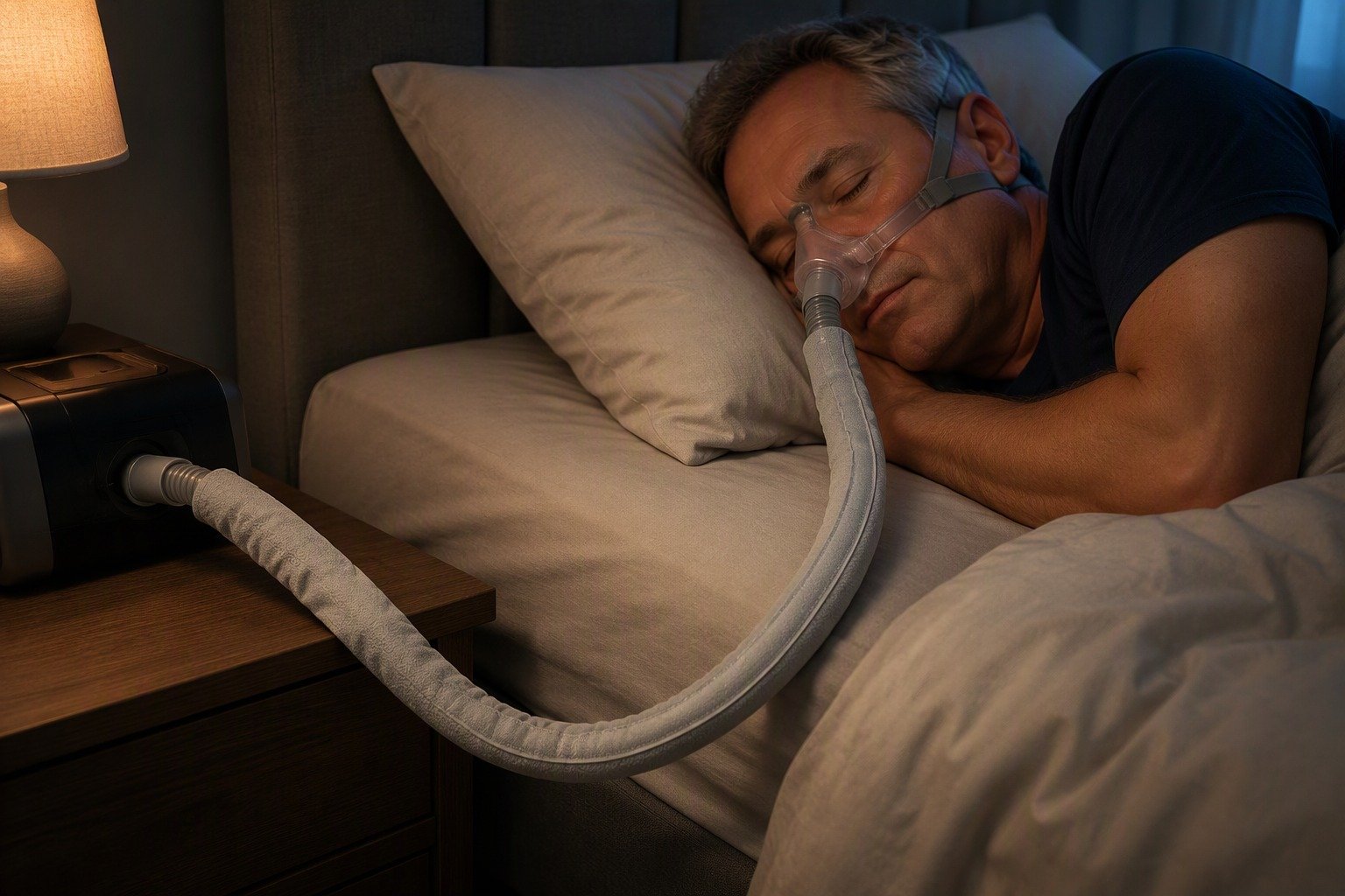 4 ft Double-Sided Fleece Hose Cover in overnight use at home