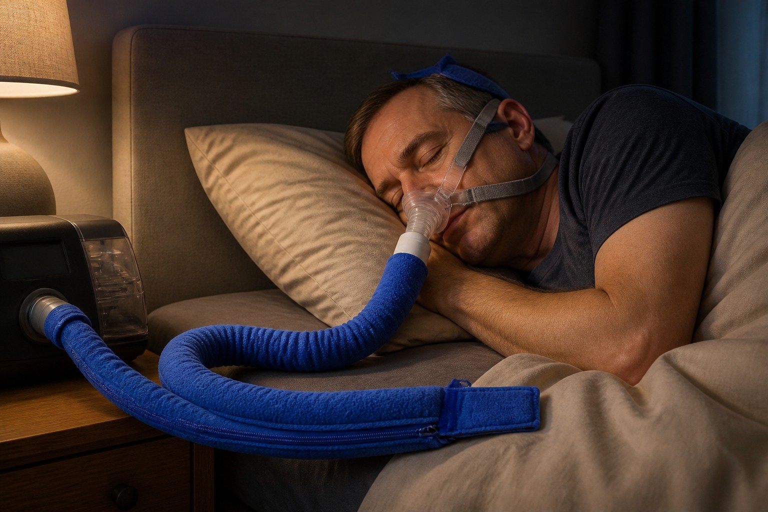 4 ft Double-Sided Fleece Hose Cover in overnight use at home