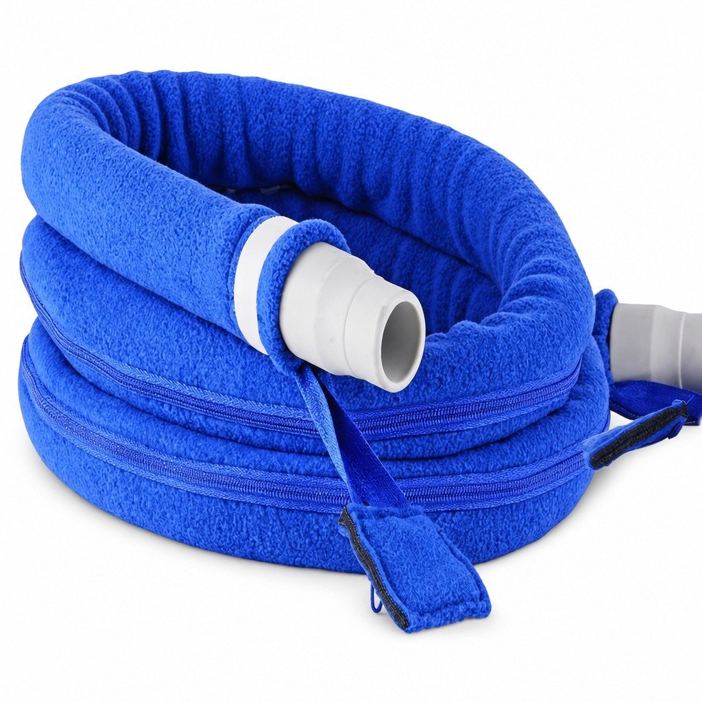 Navy 4 ft Colour-Matched Fleece Hose Cover on a plain white background