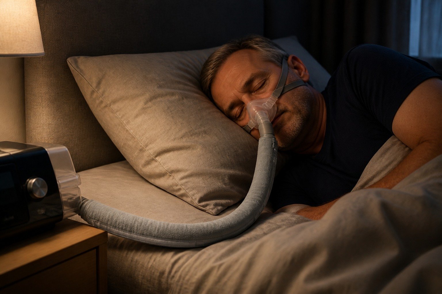 Sage 4 ft Colour-Matched Fleece Hose Cover in overnight use at home