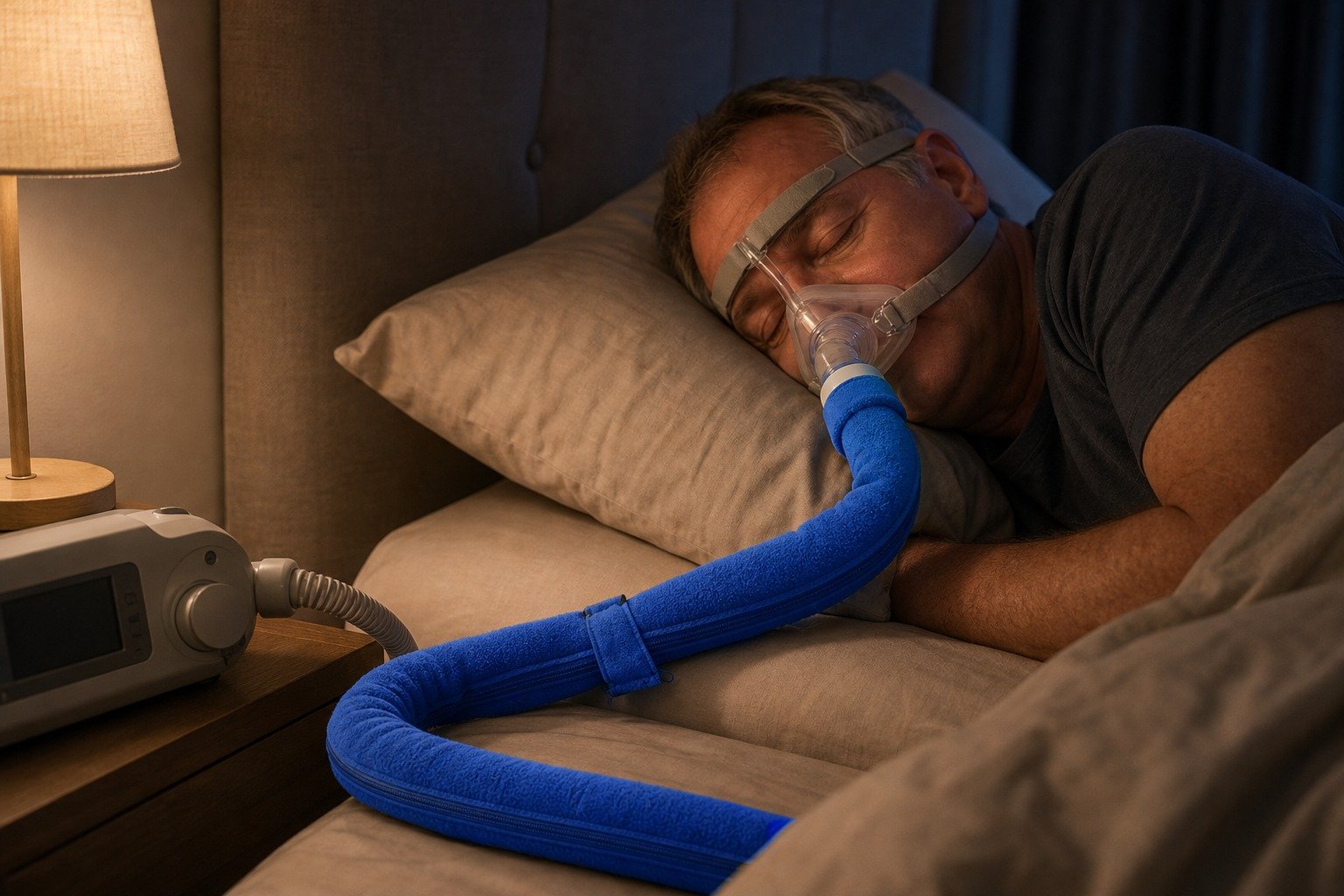4 ft Fleece Hose Cover in overnight use at home