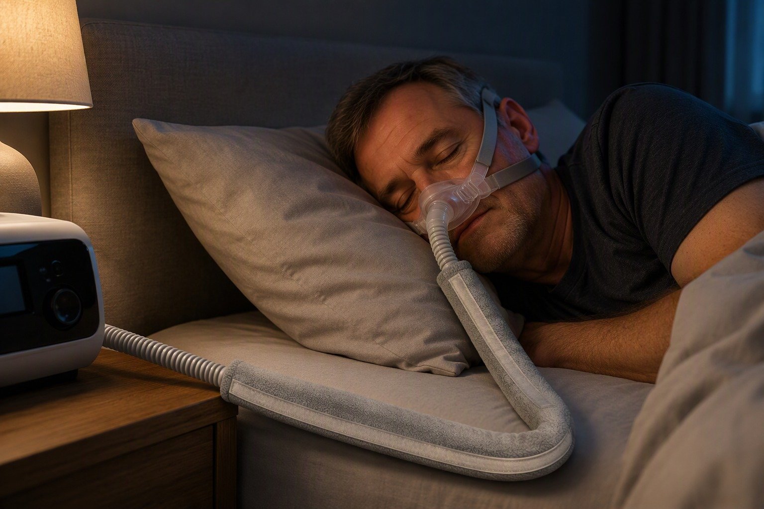 6 ft Double-Sided Fleece Hose Cover in overnight use at home