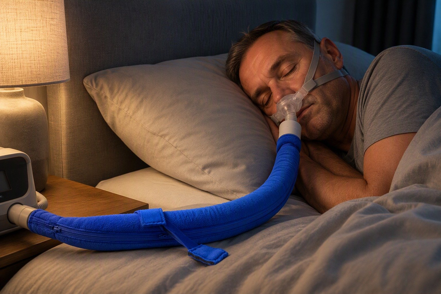 6 ft Double-Sided Fleece Hose Cover in overnight use at home