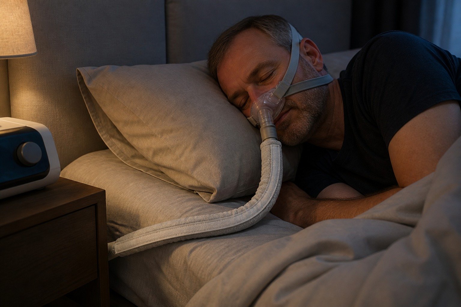 6 ft Double-Sided Fleece Hose Cover in overnight use at home