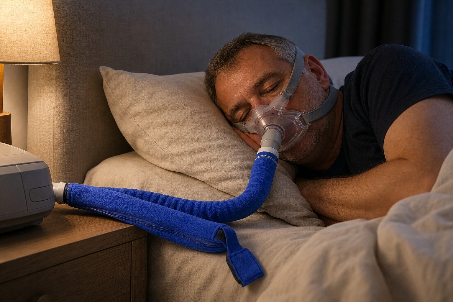 6 ft Double-Sided Fleece Hose Cover in overnight use at home