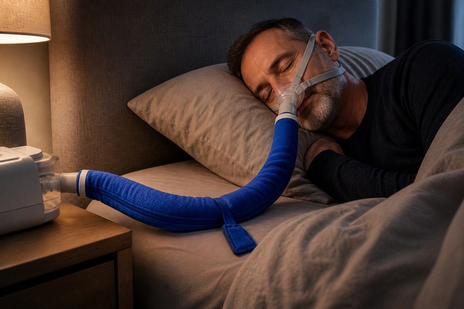 Sage 6 ft Colour-Matched Fleece Hose Cover in overnight use at home