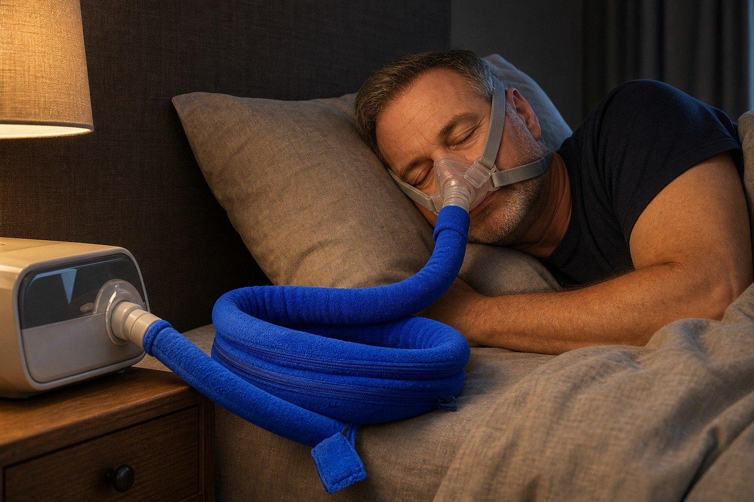 8 ft Double-Sided Fleece Hose Cover in overnight use at home