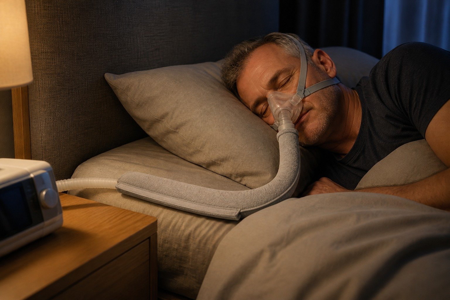 8 ft Double-Sided Fleece Hose Cover in overnight use at home