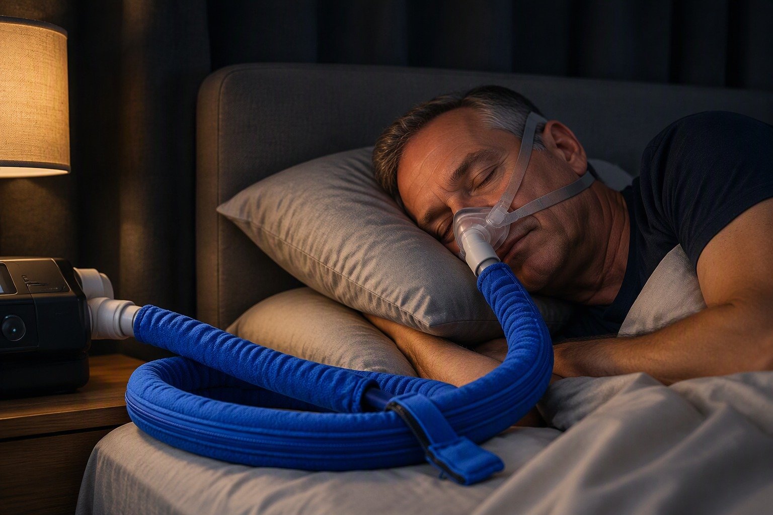 8 ft Double-Sided Fleece Hose Cover in overnight use at home