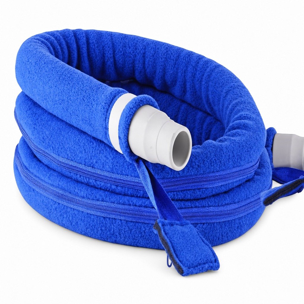 Plum 8 ft Colour-Matched Fleece Hose Cover on a plain white background