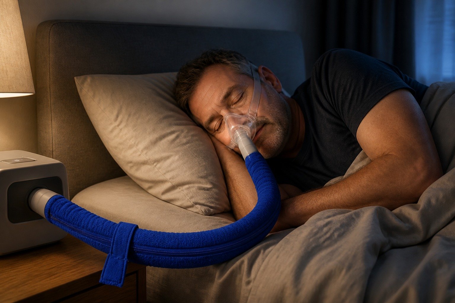 Sage 8 ft Colour-Matched Fleece Hose Cover in overnight use at home