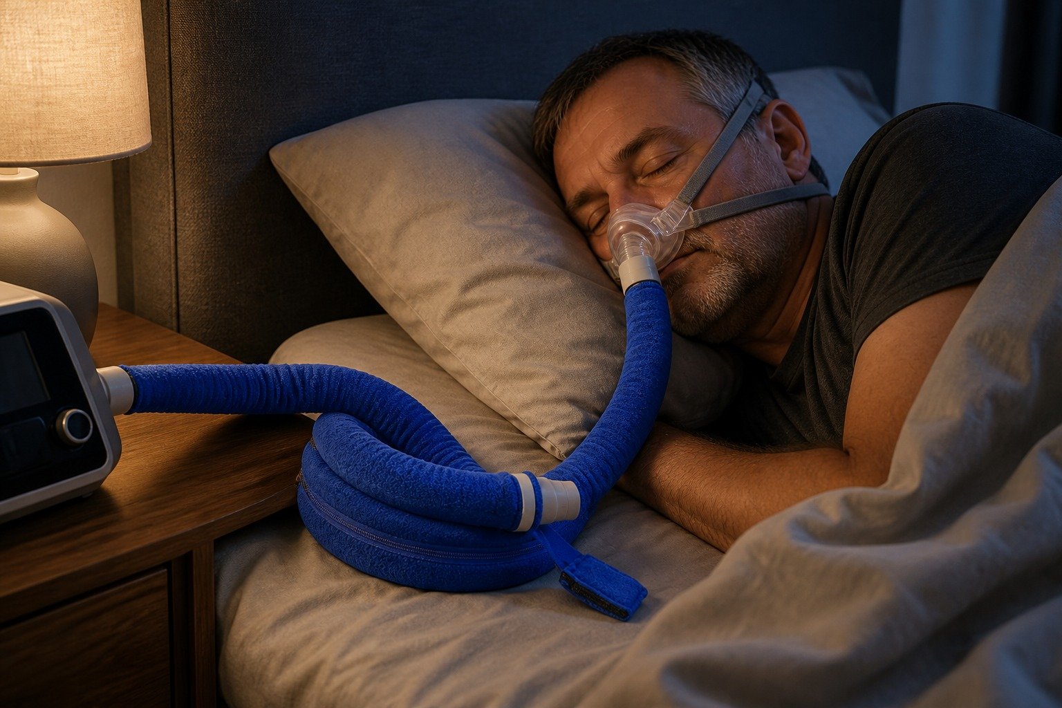 8 ft Slim-Line Fleece Hose Cover in overnight use at home