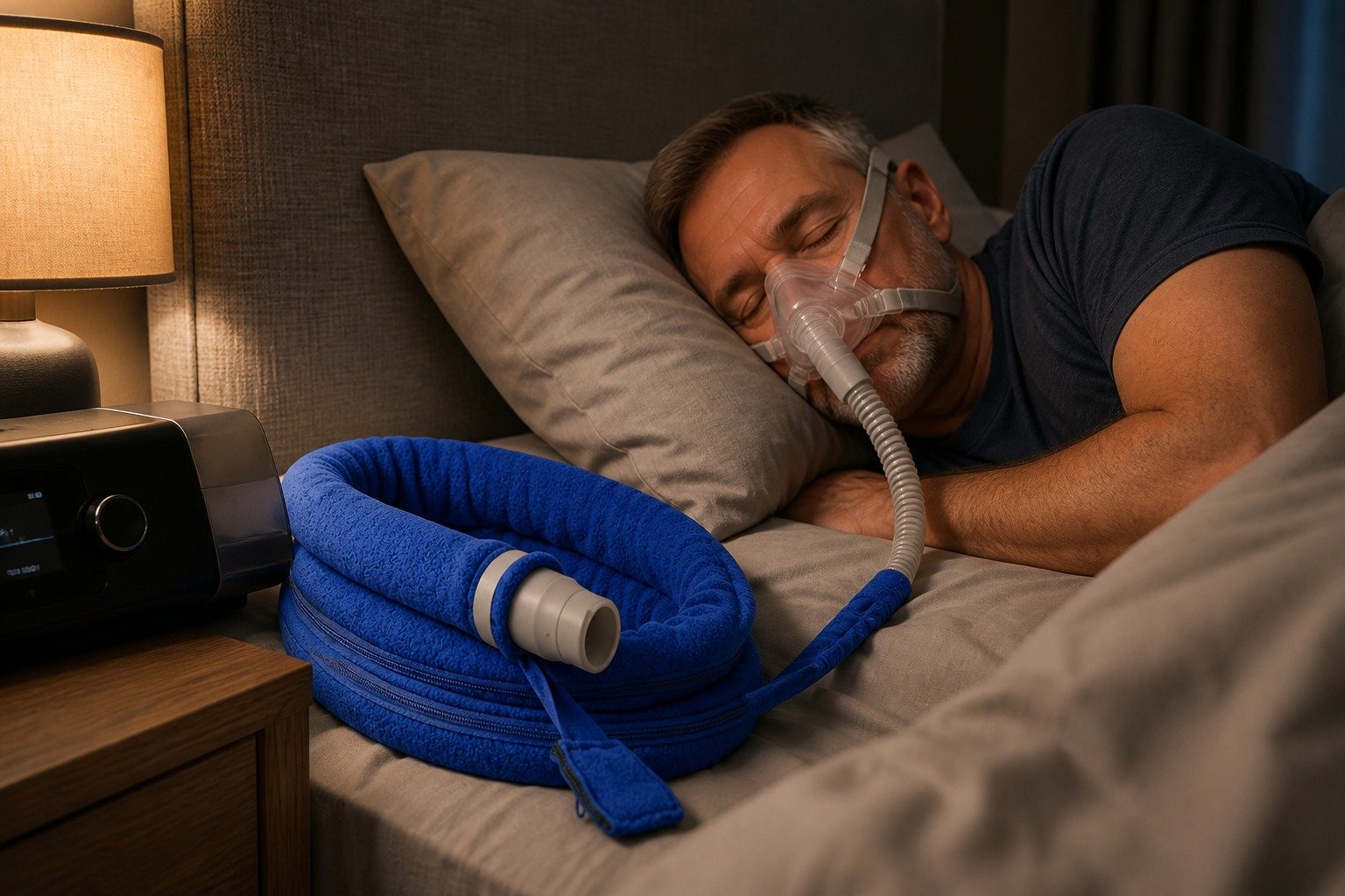Anti-Kink Tube Sleeve in overnight use at home