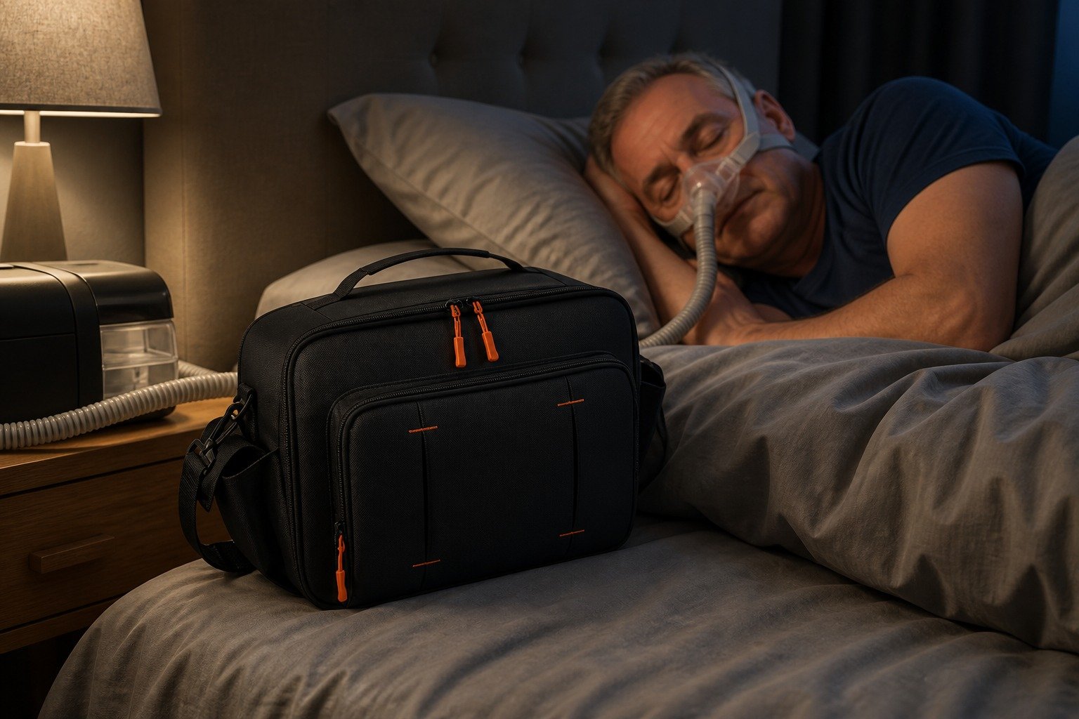 Large CPAP Travel Bag in overnight use at home