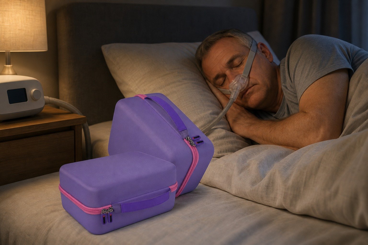 Dual-Compartment EVA Hard Case in overnight use at home