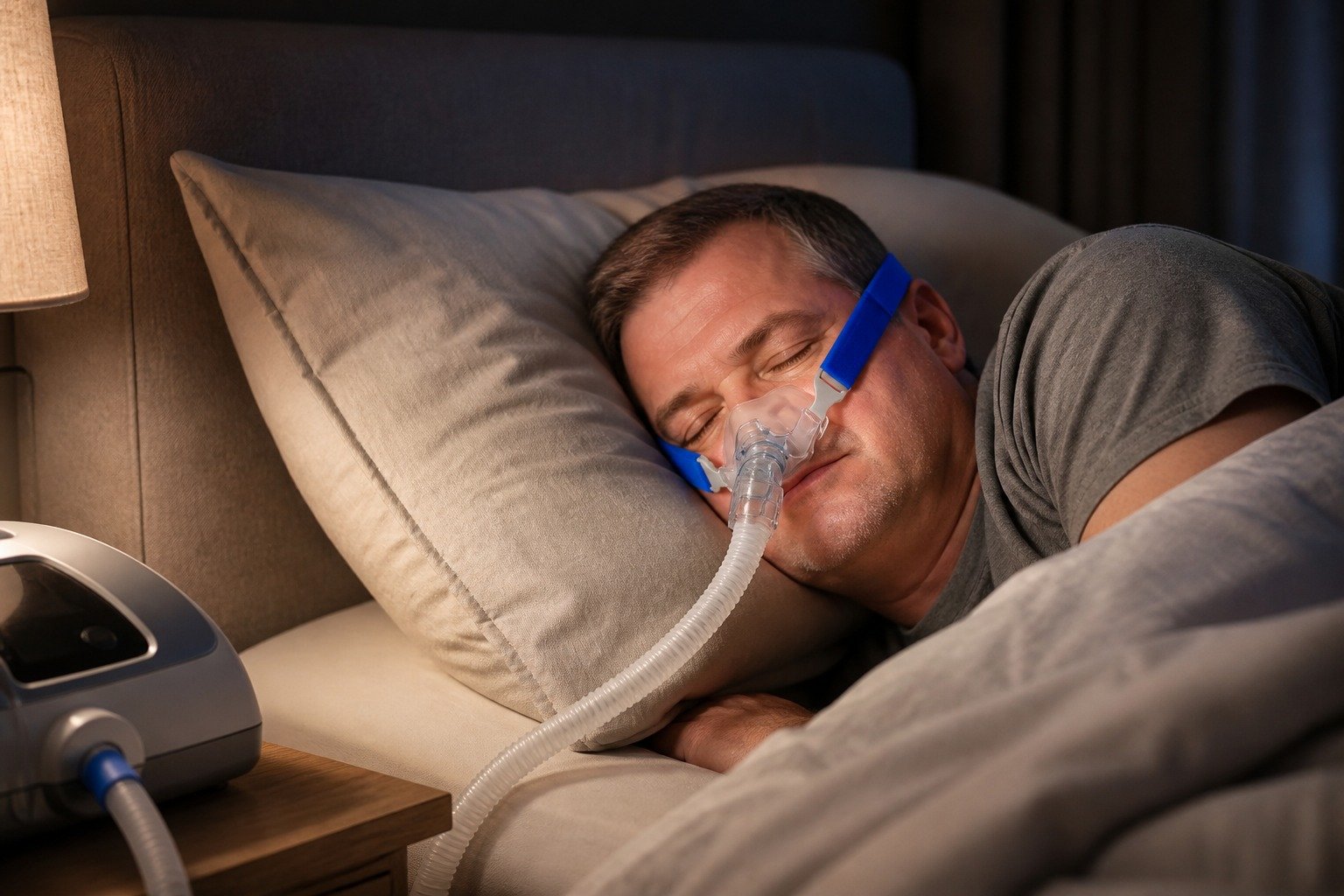 Fleece-Lined Headgear Strap Covers in overnight use at home