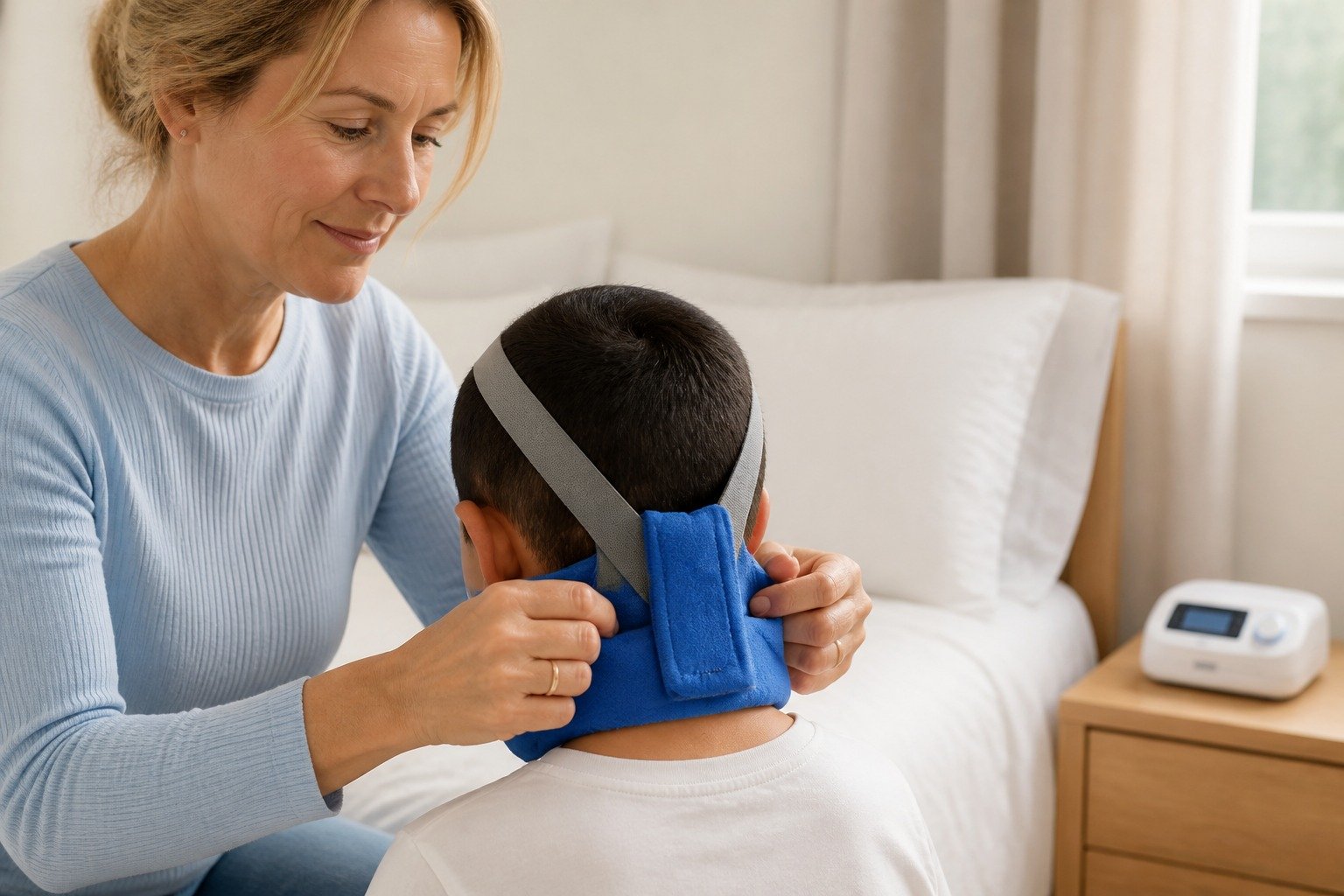 Fleece Neck Pads being fitted at the bedside
