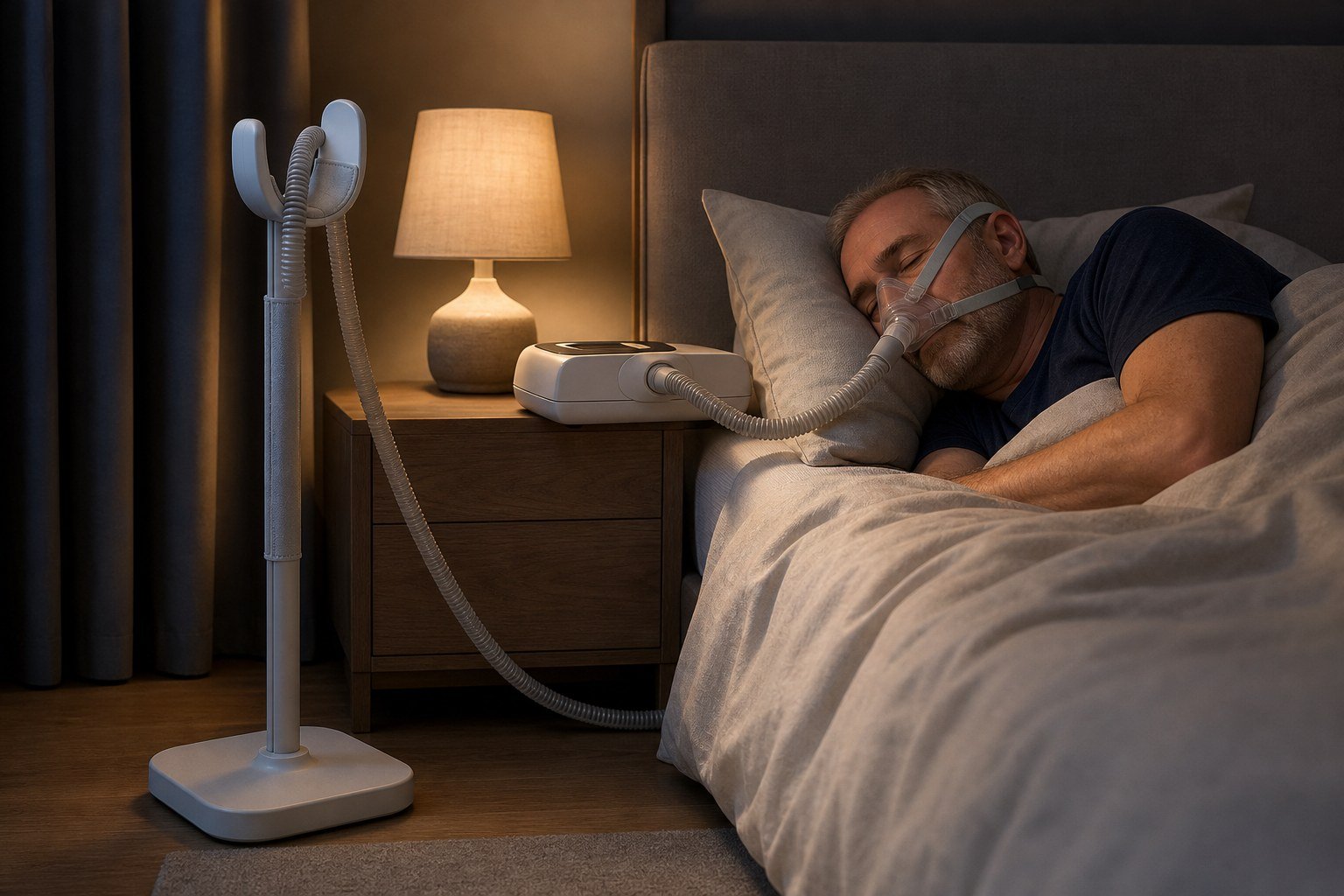 Floor Tube Stand in overnight use at home