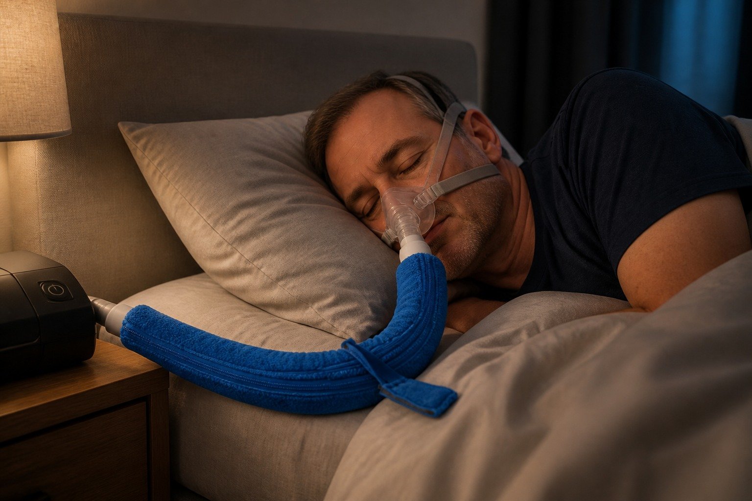 10 In Mask-End Zippered Tube Sleeve in overnight use at home