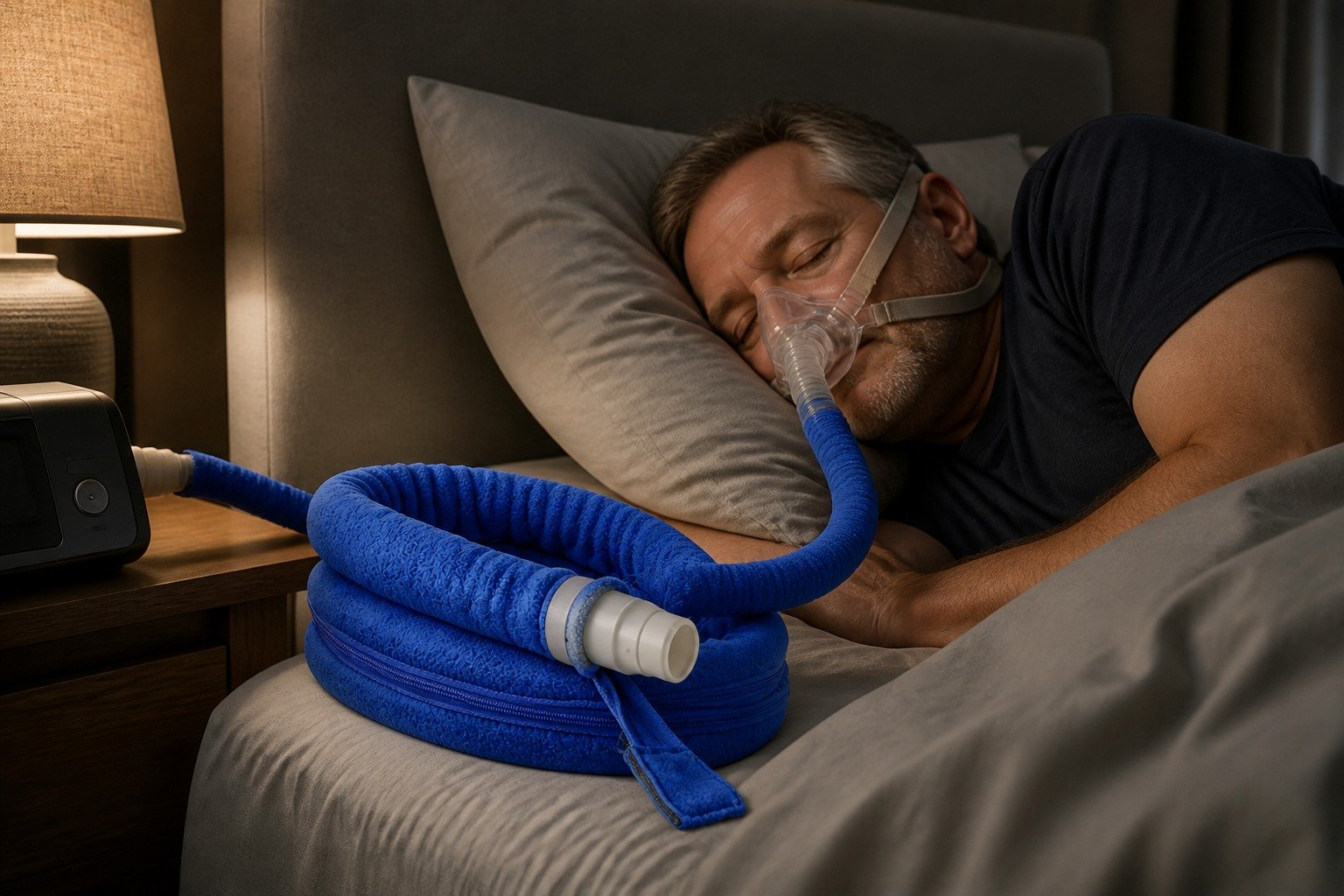 15 In Mask-End Zippered Tube Sleeve in overnight use at home