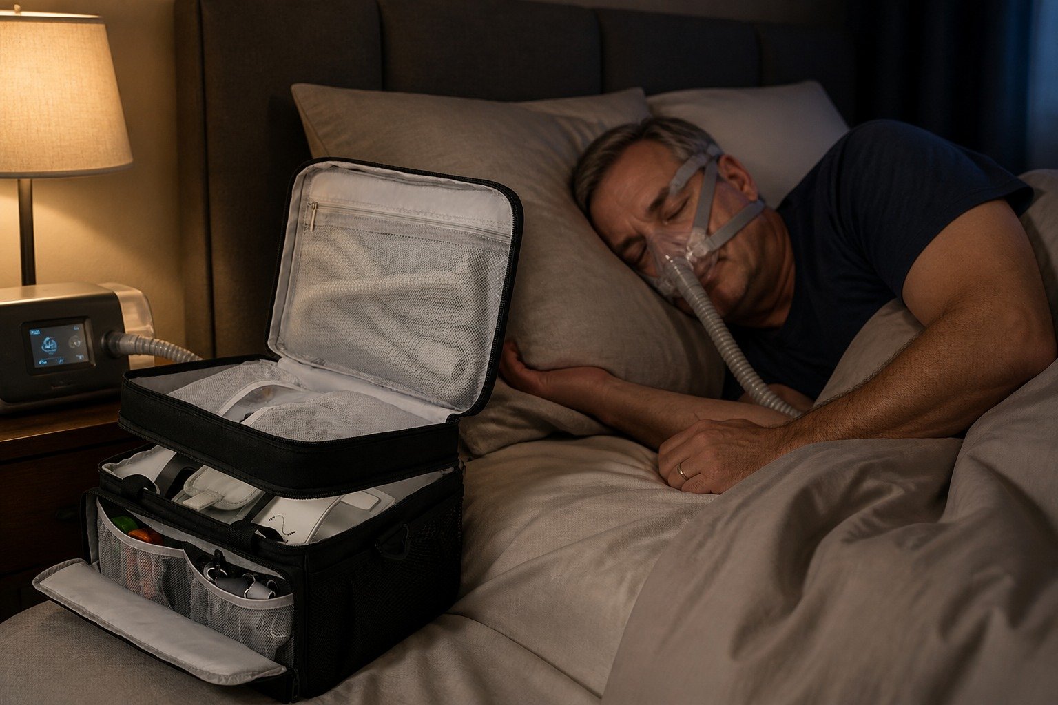Zippered Mask Storage Bag in overnight use at home
