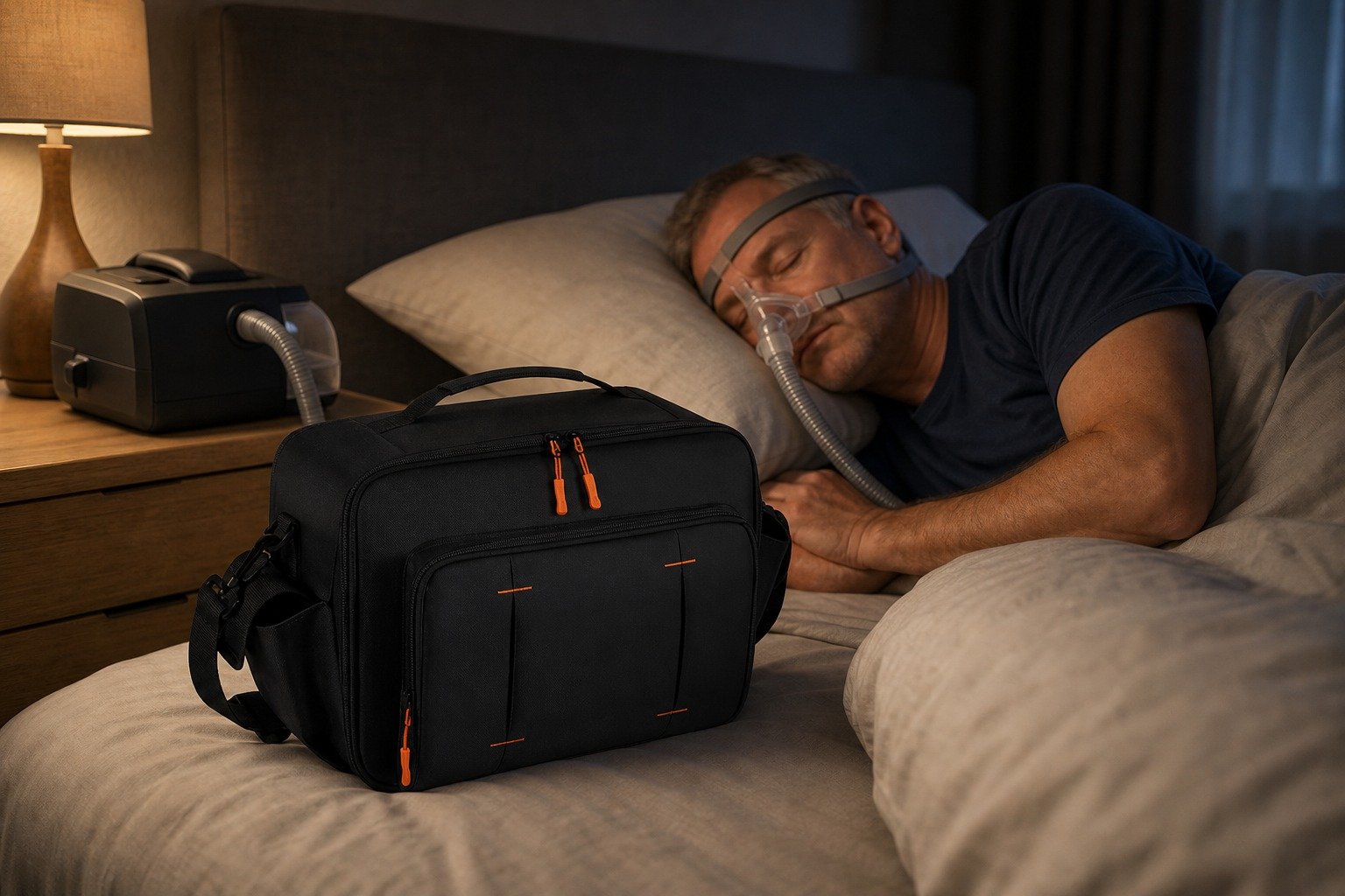 Padded CPAP Travel Bag in overnight use at home