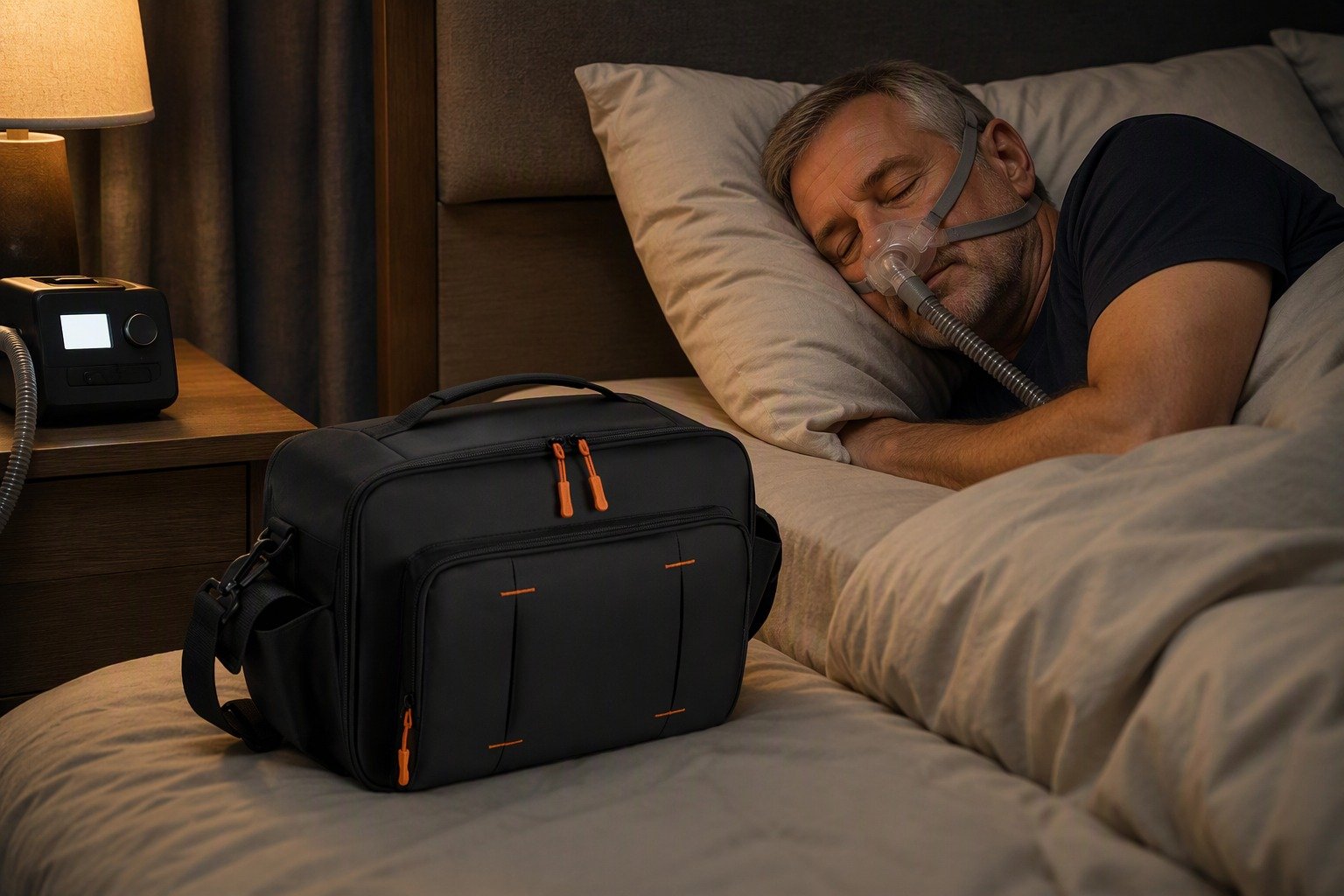 Rolling CPAP Travel Bag in overnight use at home