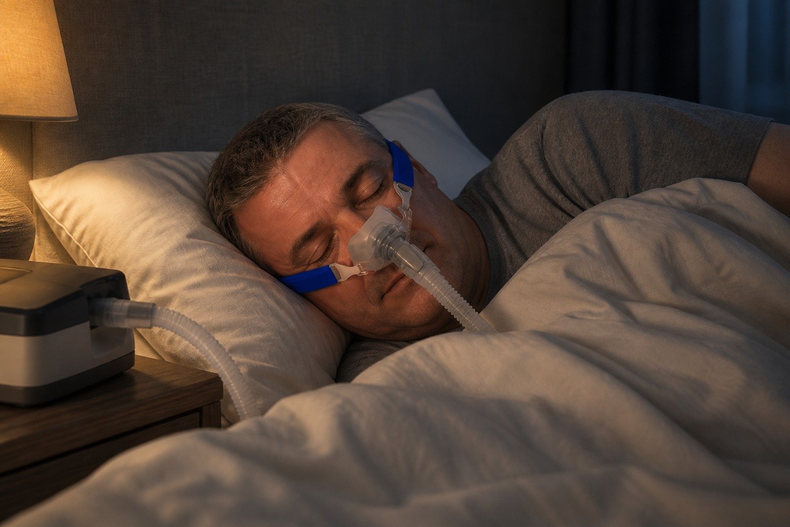 Wide-Profile Headgear Strap Covers in overnight use at home